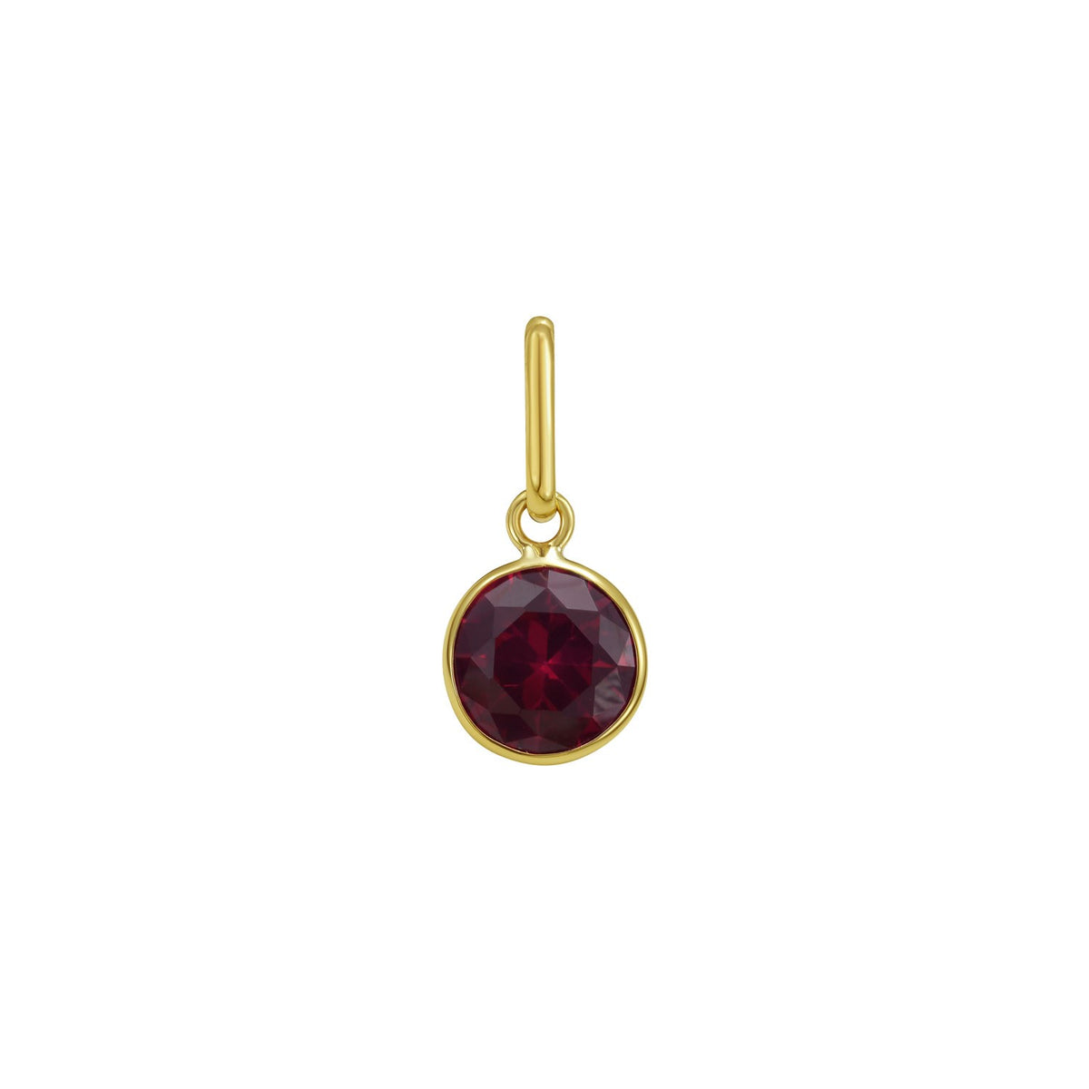 Round Ruby Charm Pendant in 14K Yellow Gold