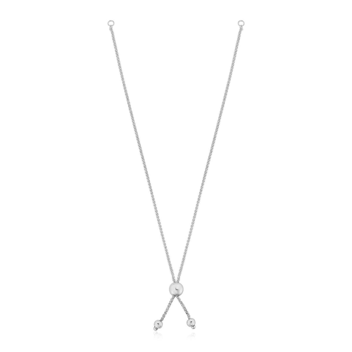Adjustable Friendship Bracelet with Ball Slide in 14K White Gold