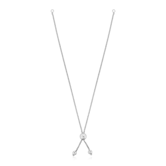 Adjustable Friendship Bracelet with Ball Slide in 14K White Gold