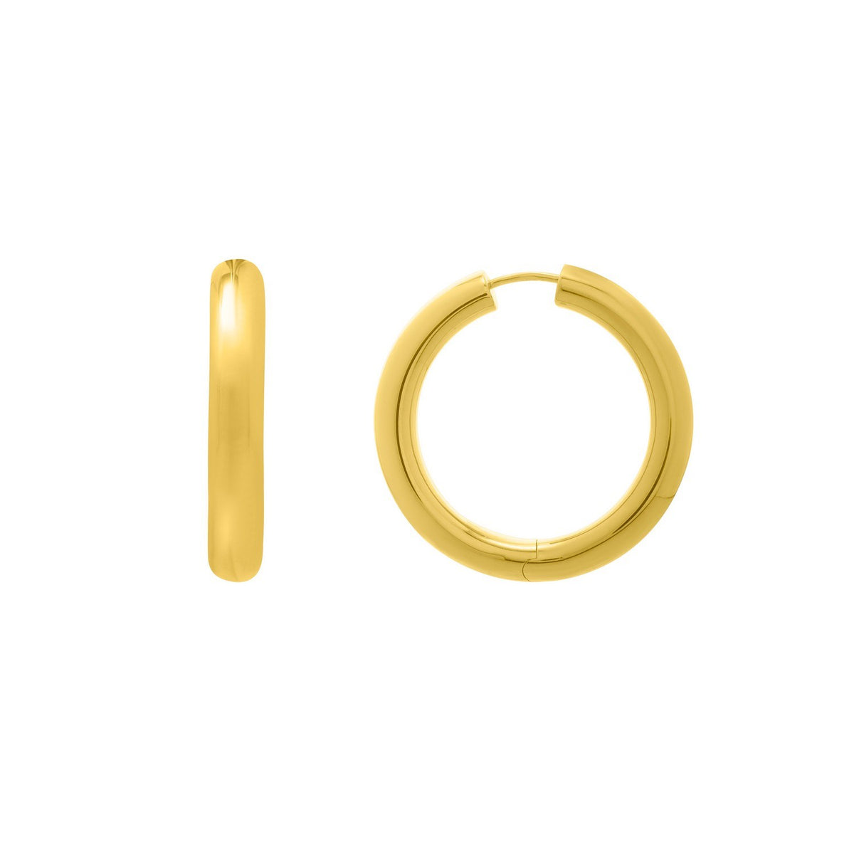 Round Hoop Earrings in Yellow Gold-Plated Sterling Silver