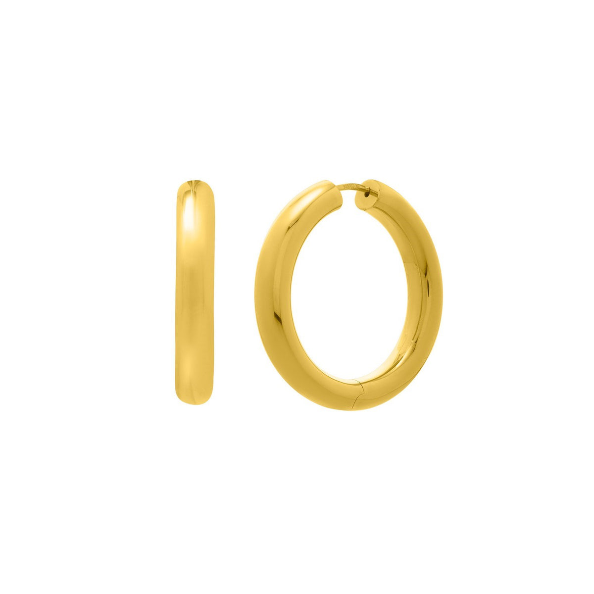 Round Hoop Earrings in Yellow Gold-Plated Sterling Silver
