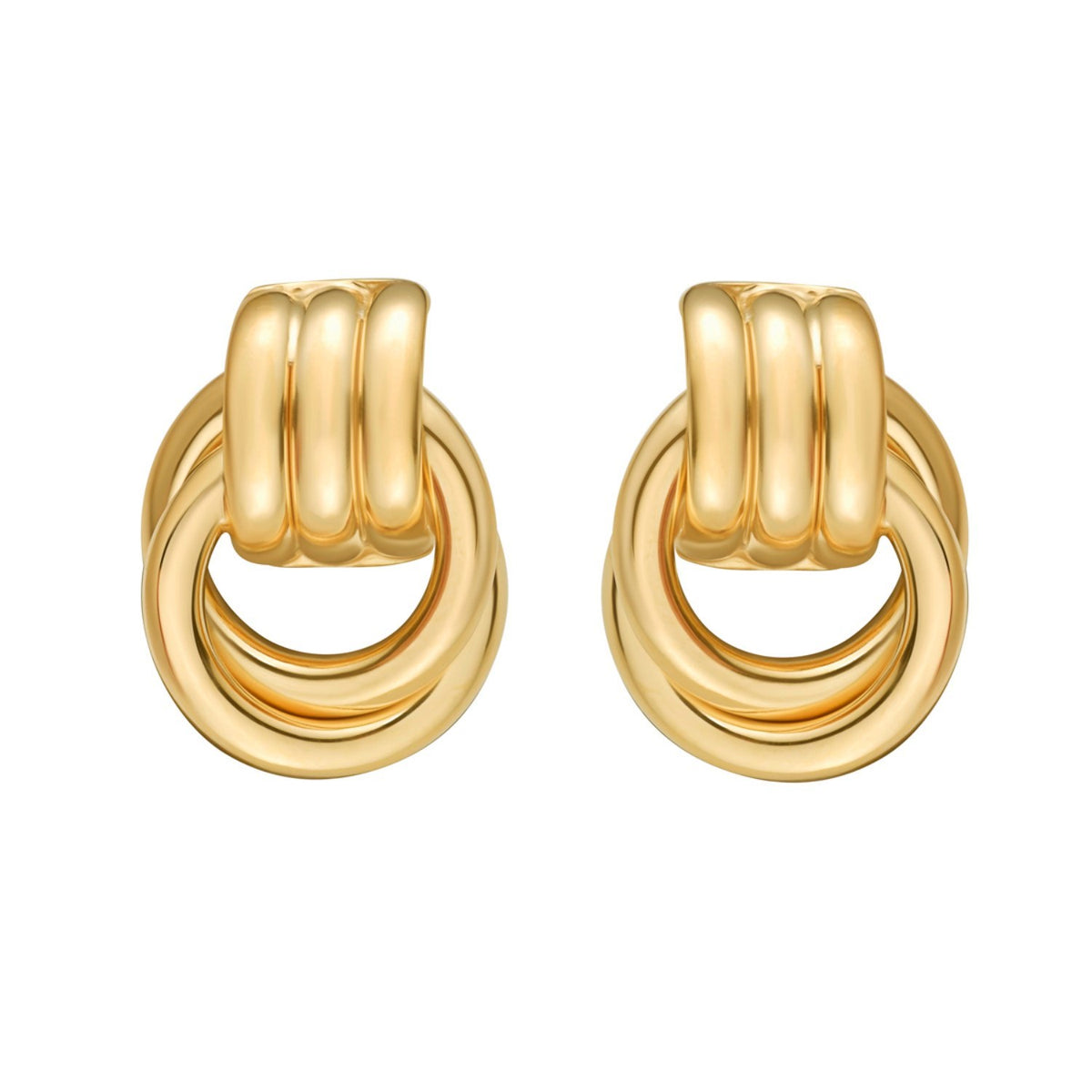 Triple Door Knocker Hoop Earrings in Yellow Gold-Plated Sterling Silver