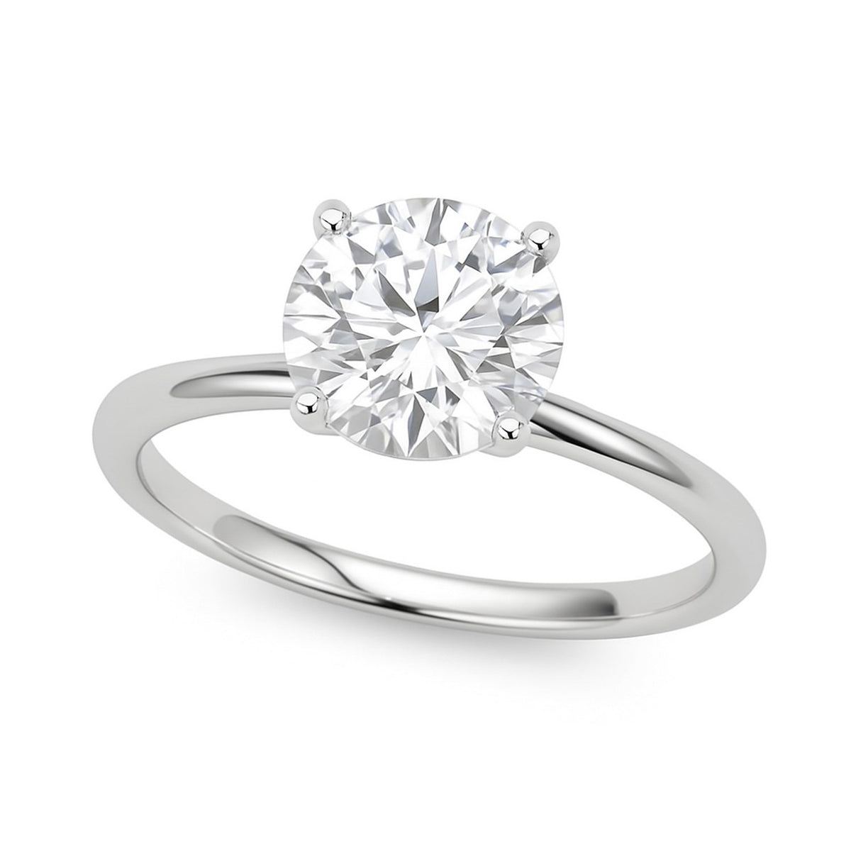 1 Carat Round Lab Grown IGI Diamond Solitaire in 14K White Gold G/VS1