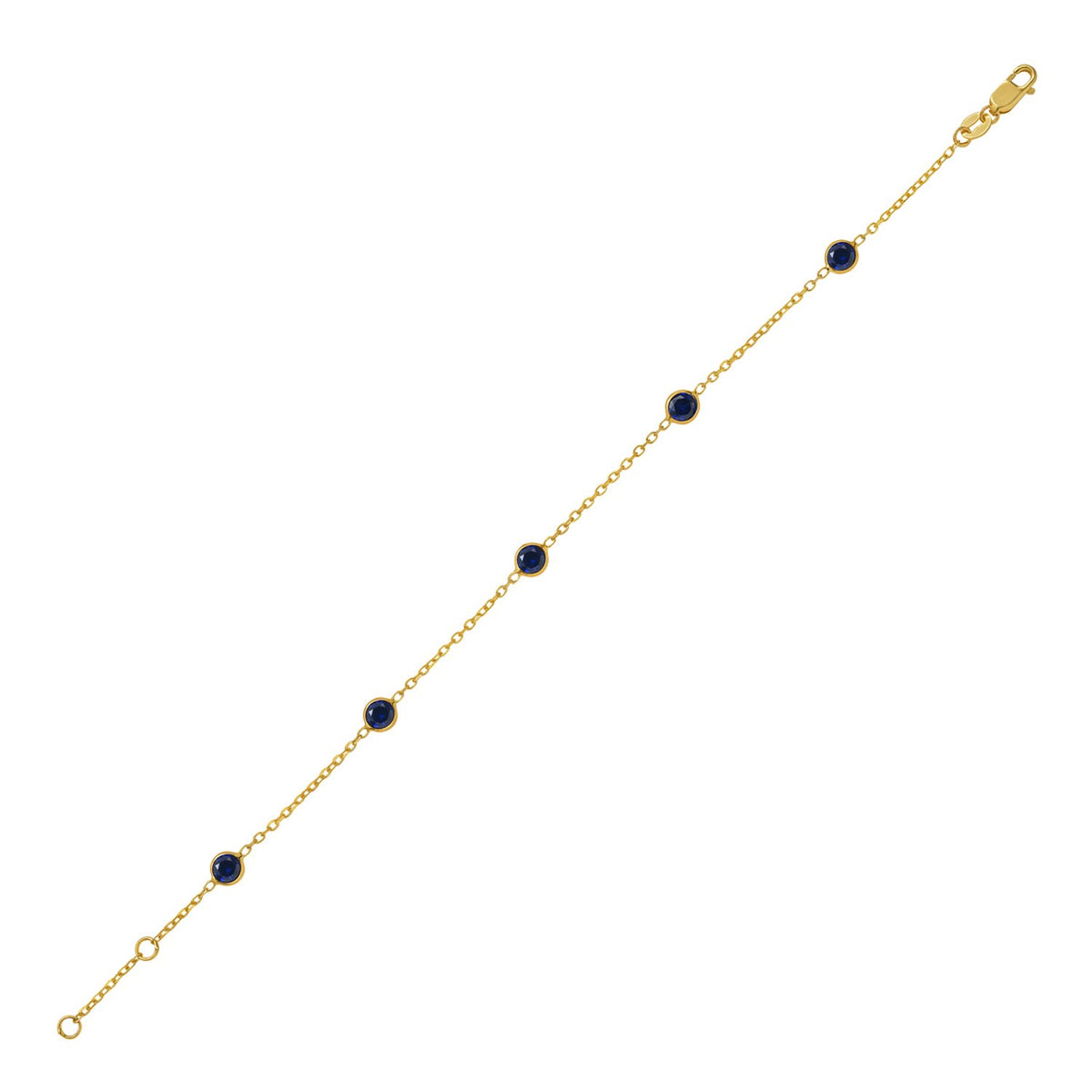 Blue Sapphire Station Bracelet in 14K Yellow Gold