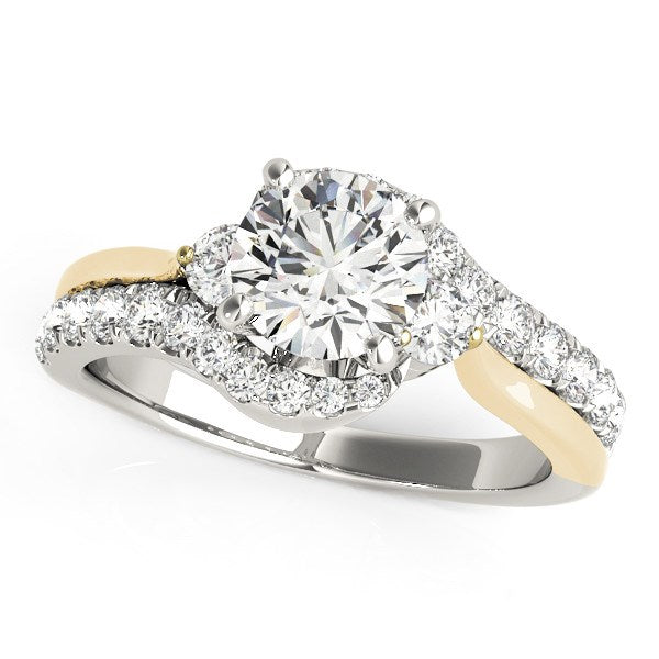 14K White And Yellow Gold Round Bypass Diamond Engagement Ring (1 1/2 cttw)