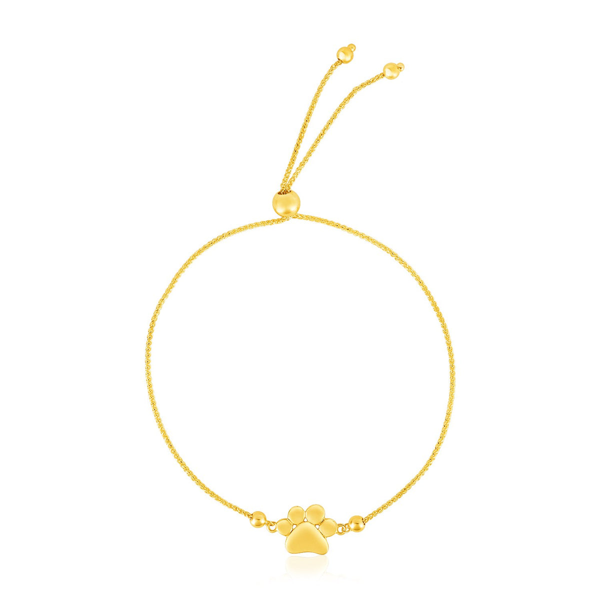 Adjustable Paw Print Bracelet in 14K Yellow Gold