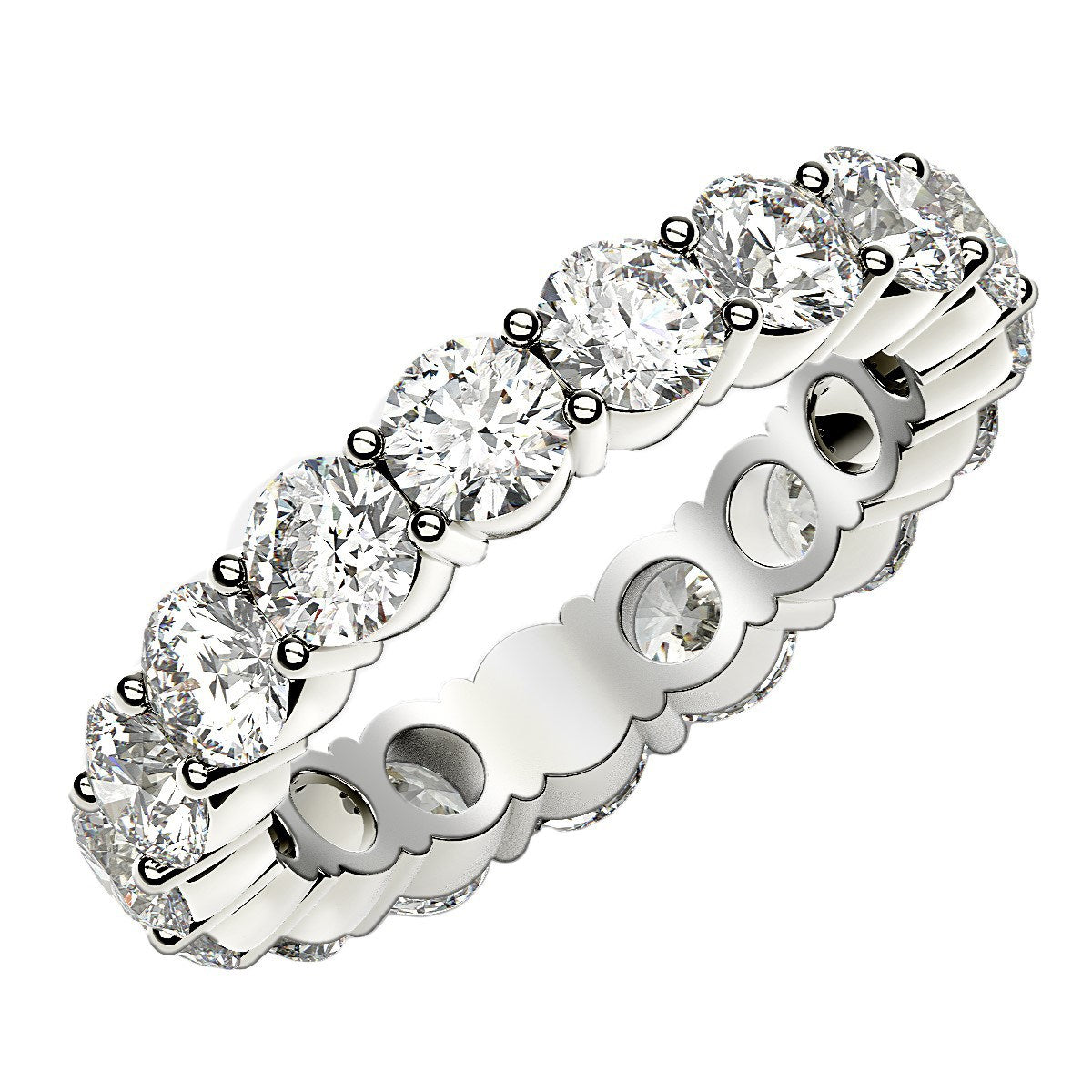 Round Cut Lab Grown Diamond Eternity Ring in 14K White Gold (3 cttw FG/VS2)