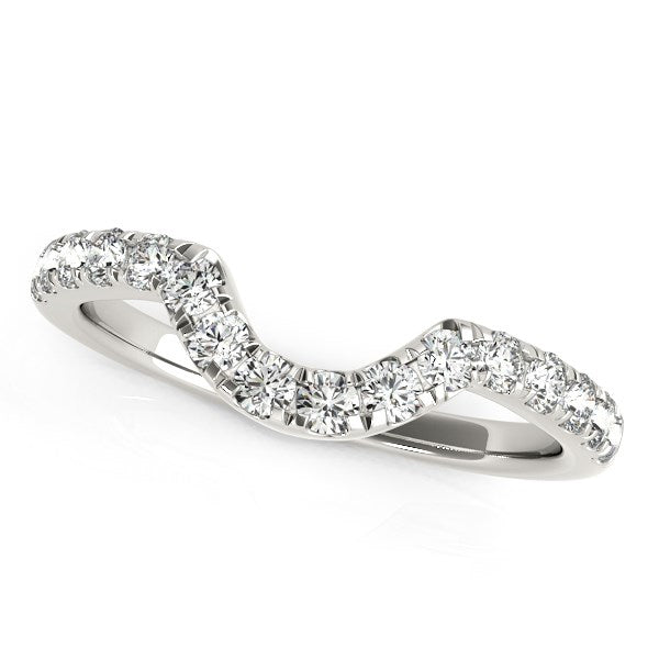 Curved Diamond Wedding Band in 14K White Gold (3/8 cttw)