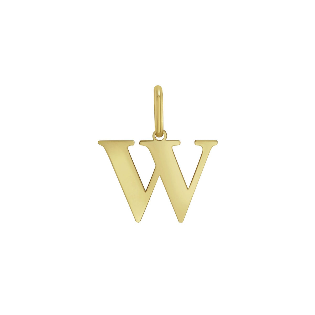 Initial W Charm Pendant in 14K Yellow Gold