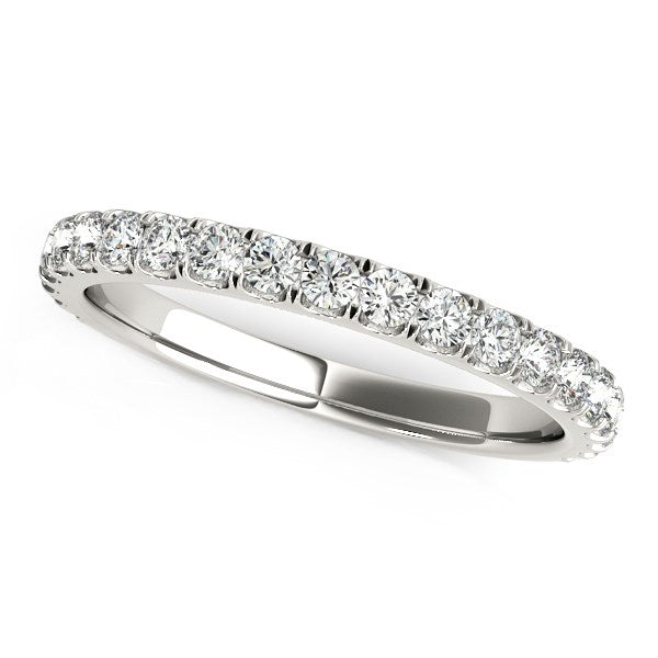 Round Pave Setting Diamond Wedding Band in 14K White Gold (3/8 cttw)