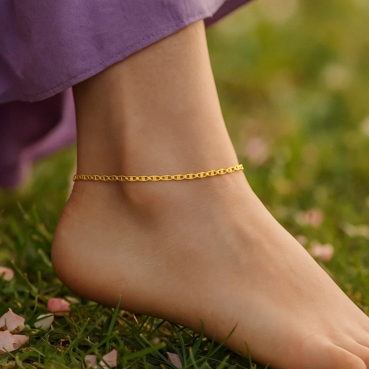 Mariner Link Anklet in 10K Yellow Gold 1.2mm