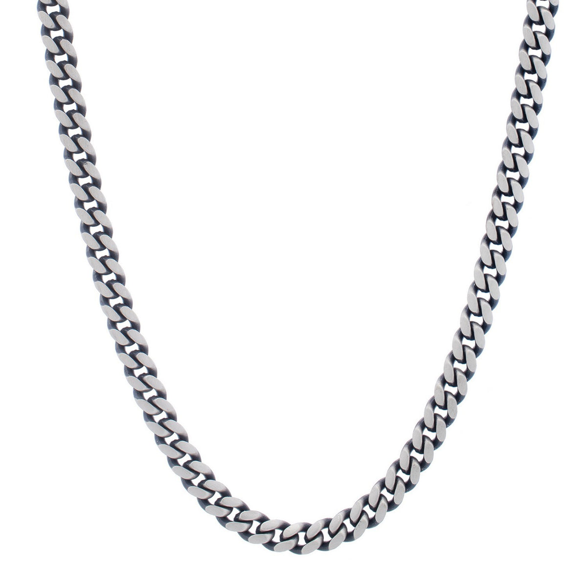 Miami Cuban Link Chain with Gunmetal Finish in Silver (7.00 mm)