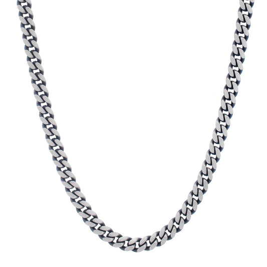 Miami Cuban Link Chain with Gunmetal Finish in Silver (7.00 mm)