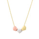 Tri-Color Triple Heart Necklace in 14K Gold