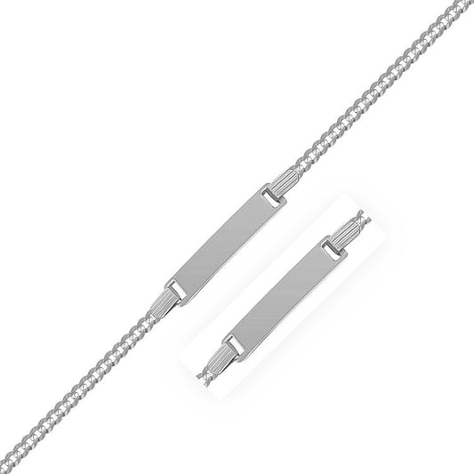 Children's Curb Link ID Bracelet in 14K White Gold (3.00 mm)