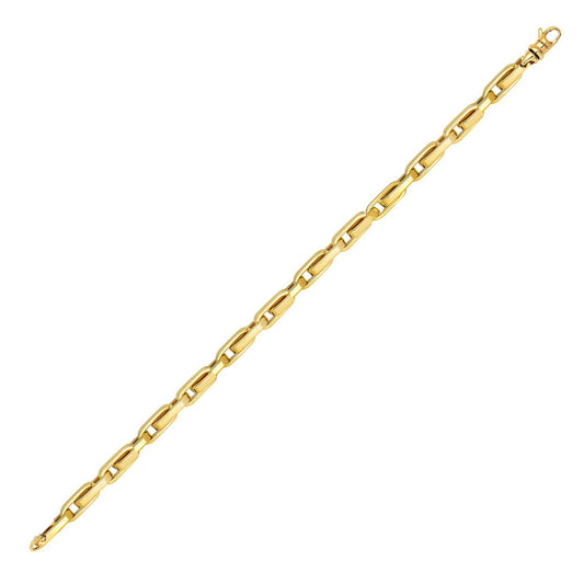 Fancy Oval Box Link Bracelet in 14K Yellow Gold