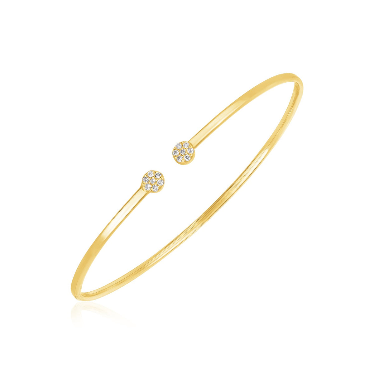 High Polish Diamond Cluster Bangle in 14K Yellow Gold (2.00 mm)