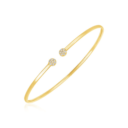 High Polish Diamond Cluster Bangle in 14K Yellow Gold (2.00 mm)