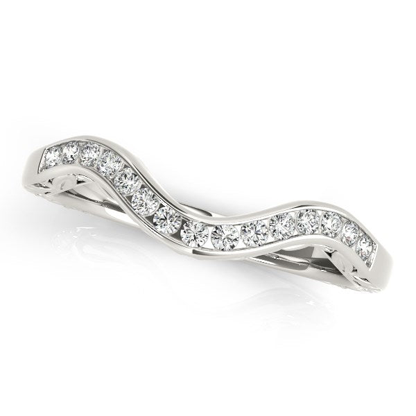 Curved Diamond Wedding Ring in 14K White Gold (1/10 cttw)