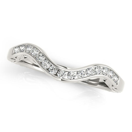 Curved Diamond Wedding Ring in 14K White Gold (1/10 cttw)