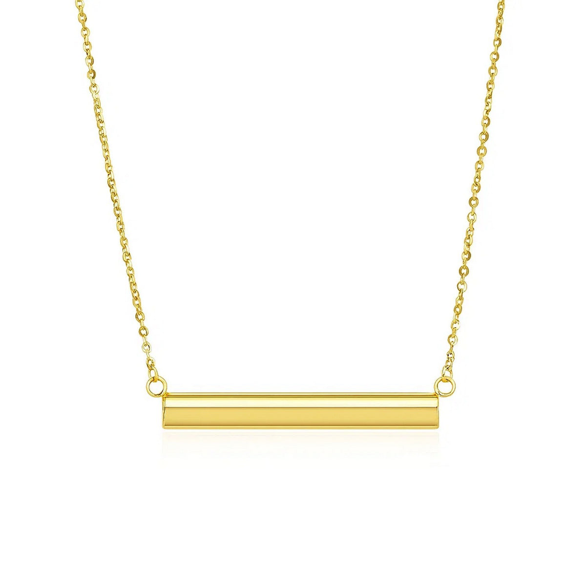 Slim Polished Bar Necklace in 14K Yellow Gold