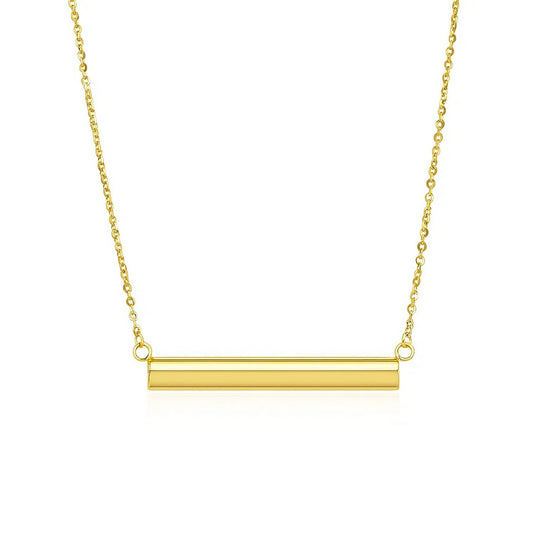 Slim Polished Bar Necklace in 14K Yellow Gold