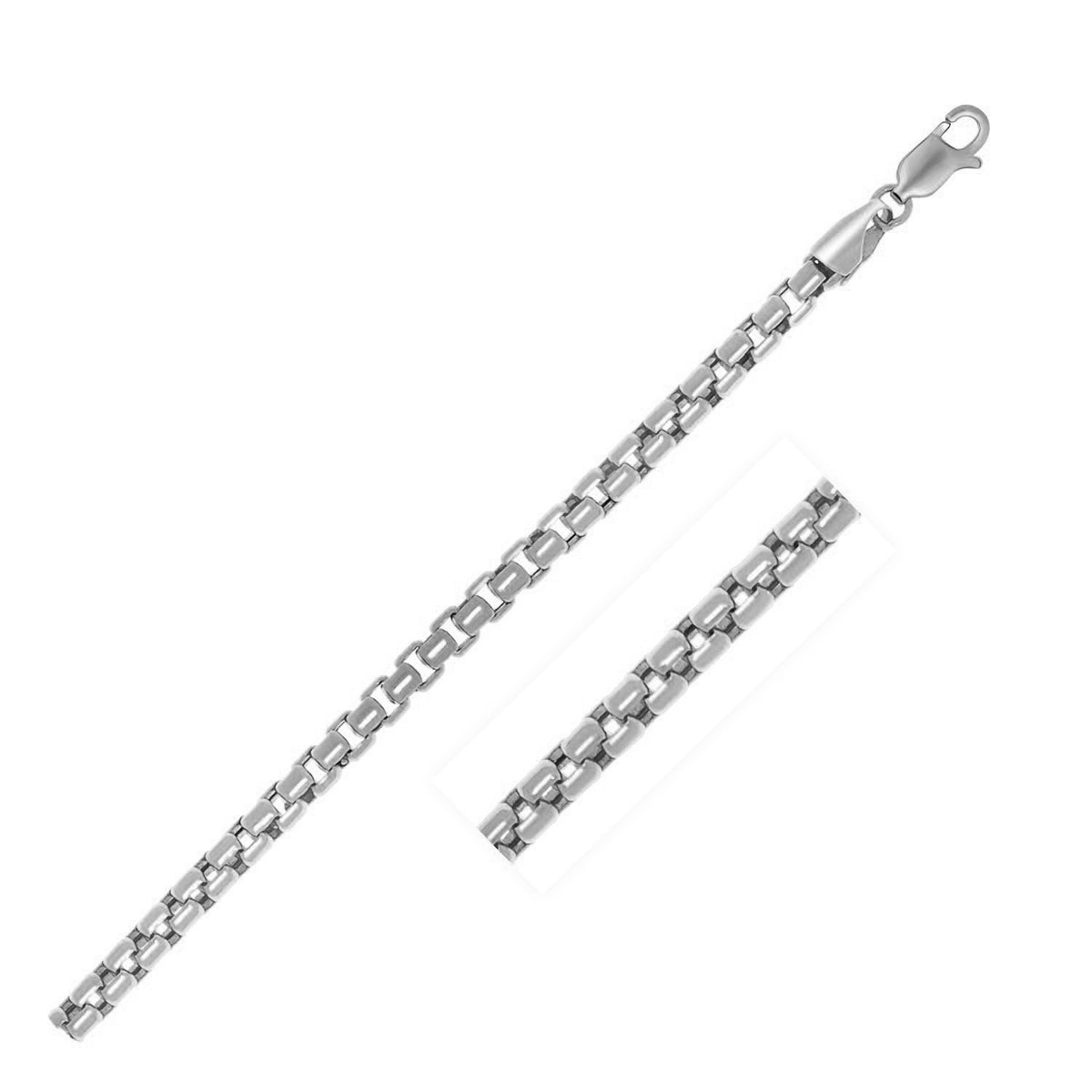Round Box Chain in Rhodium-Plated Sterling Silver (3.80 mm)
