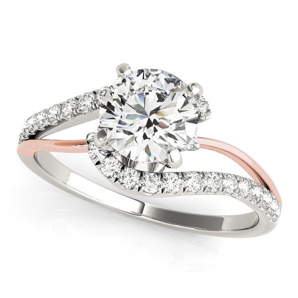 Bypass Shank Diamond Engagement Ring in 14K White And Rose Gold (1 1/3 cttw)