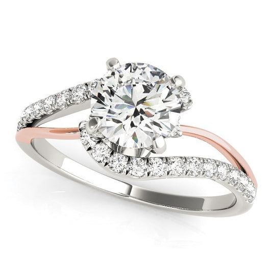 Bypass Shank Diamond Engagement Ring in 14K White And Rose Gold (1 1/3 cttw)