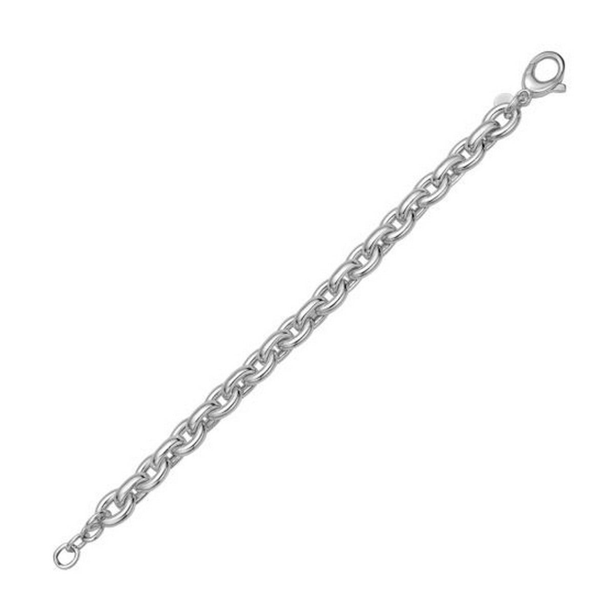 Oval Link Bracelet in Rhodium-Plated Sterling Silver