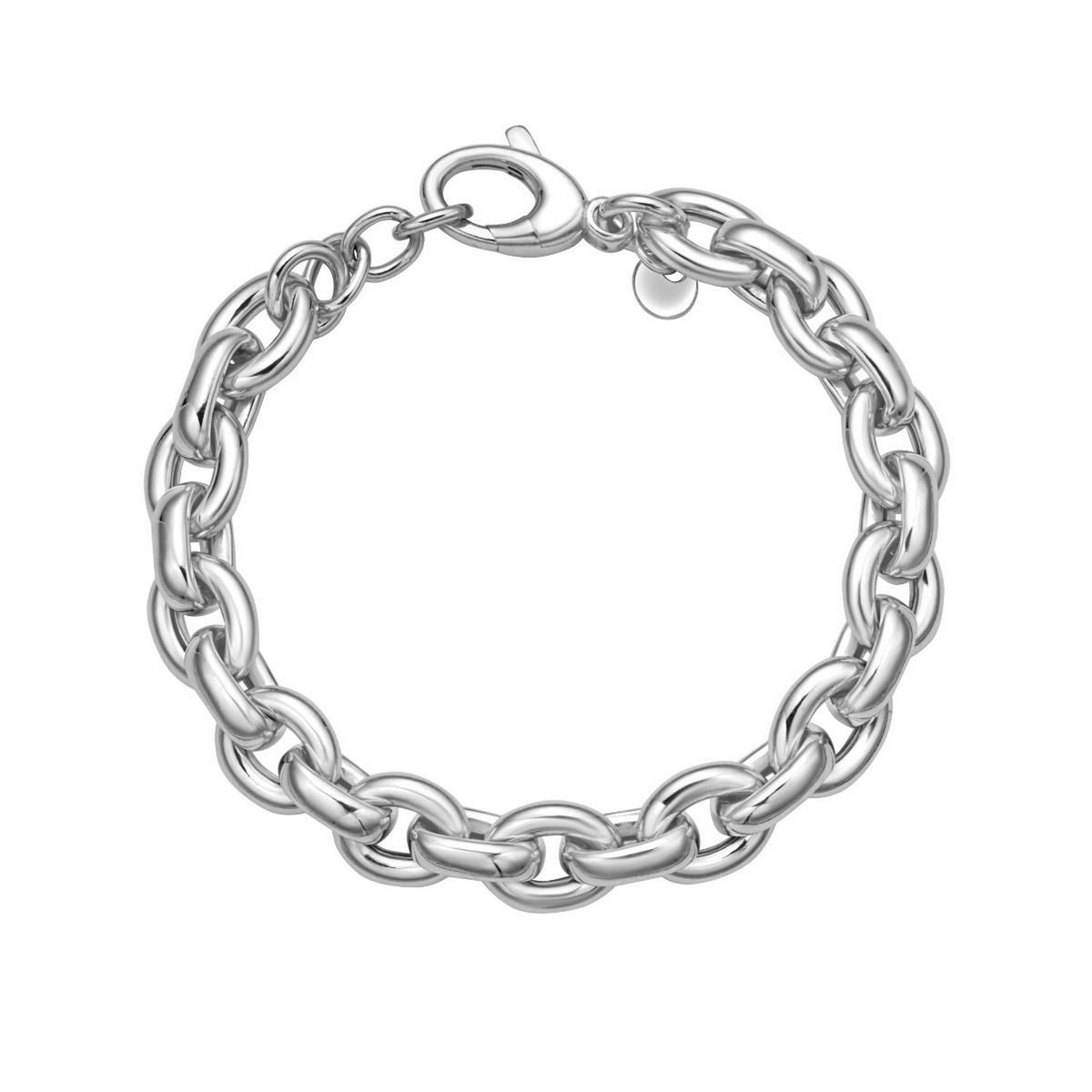 Oval Link Bracelet in Rhodium-Plated Sterling Silver
