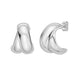 Puffed Double Row Crossover C-Hoop Earrings in Sterling Silver