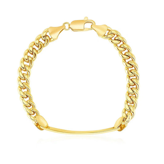 Men's Cuban Link ID Bracelet in 14K Yellow Gold