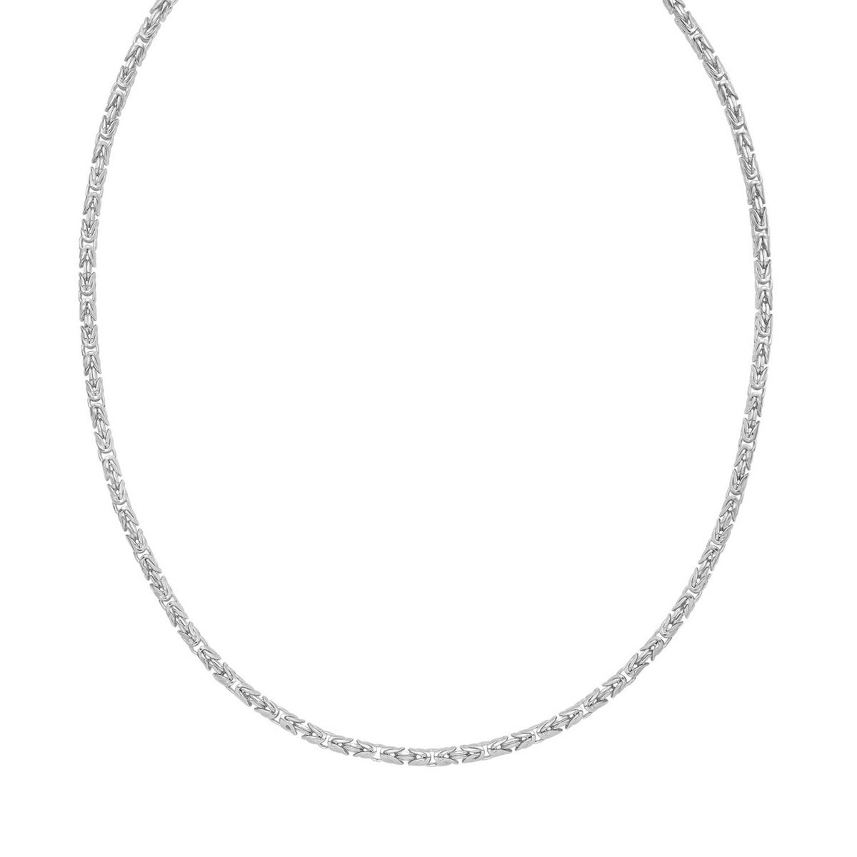 Solid Round Byzantine Chain in Rhodium-Plated Silver (3.20 mm)