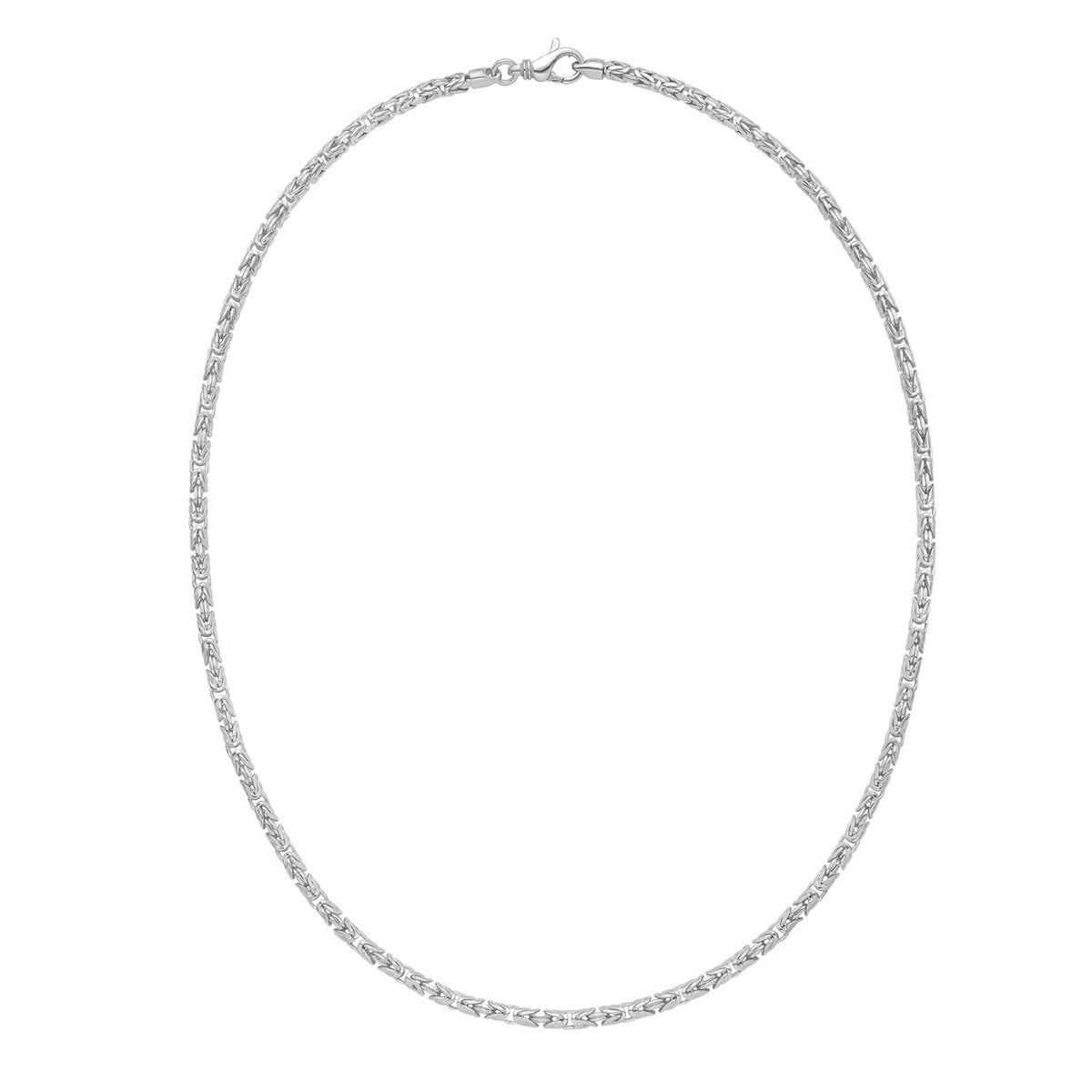 Solid Round Byzantine Chain in Rhodium-Plated Silver (3.20 mm)