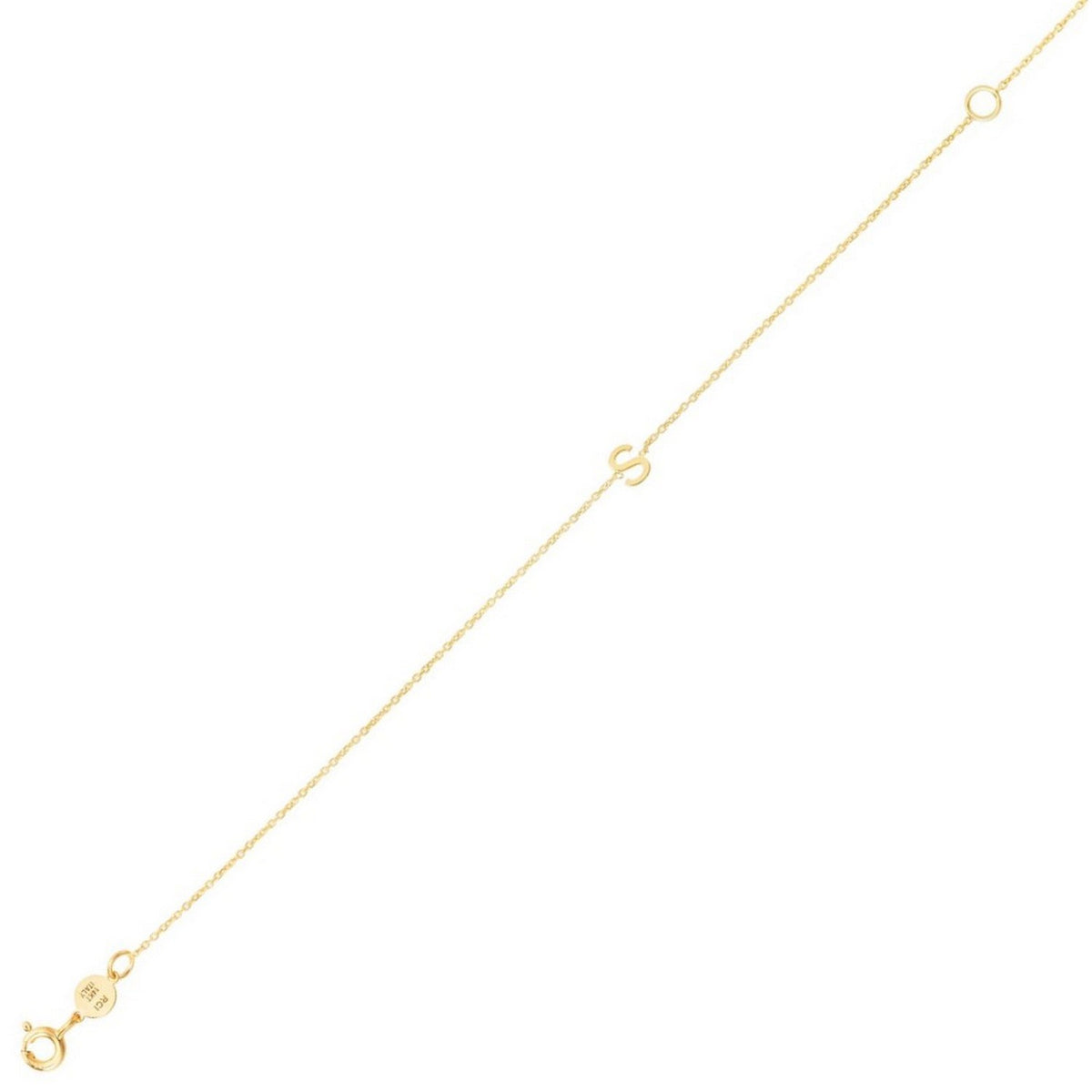 Mini Initial S Bracelet in 14K Yellow Gold