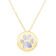 Mother of Pearl Paw Print Disc Necklace in 14K Yellow Gold