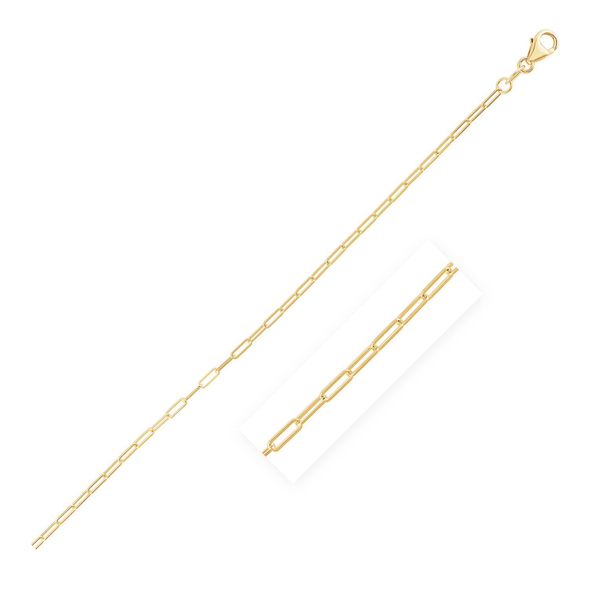 Fine Paperclip Anklet in 14K Yellow Gold (1.5mm)