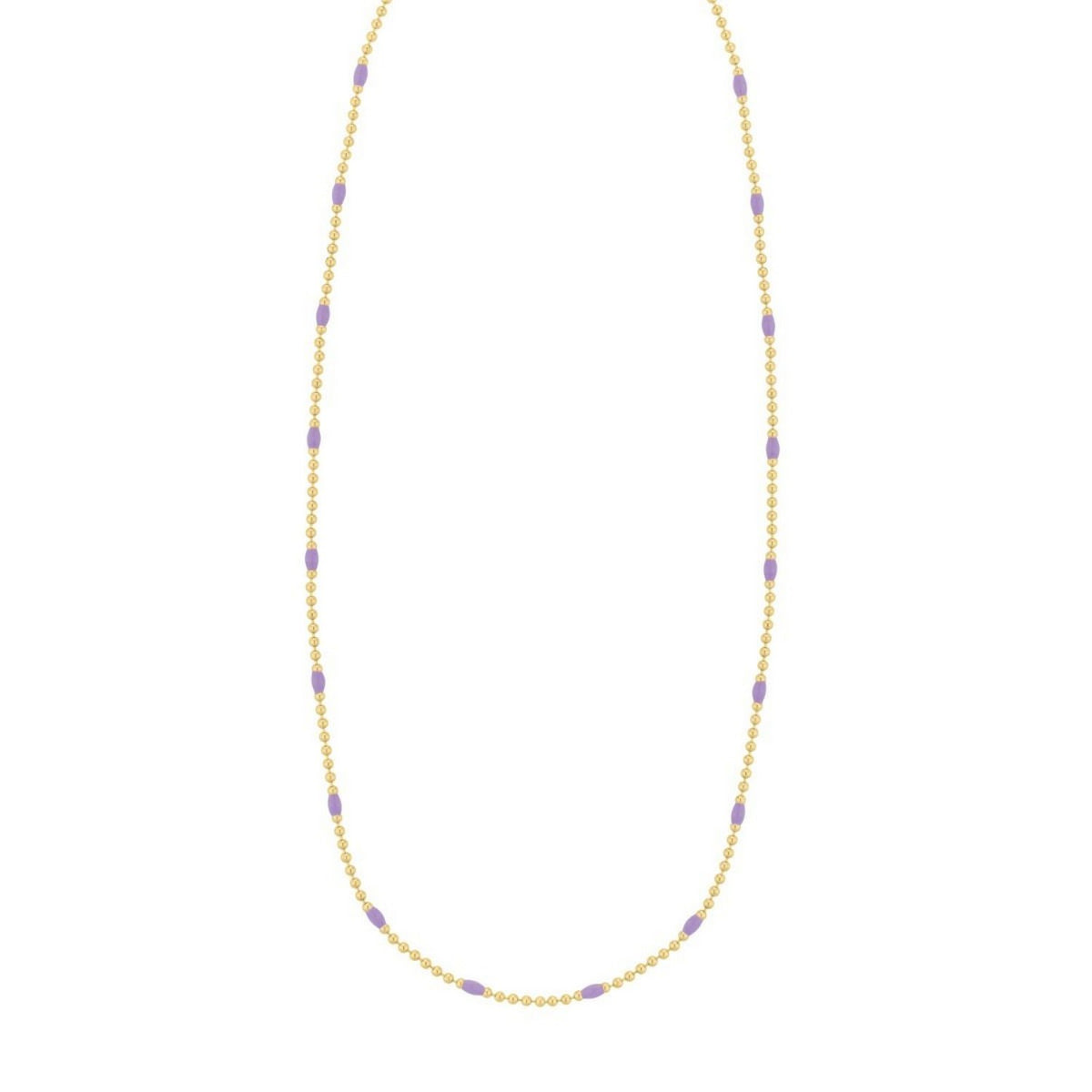 Purple Enamel Beaded Necklace in Gold-Plated Sterling Silver