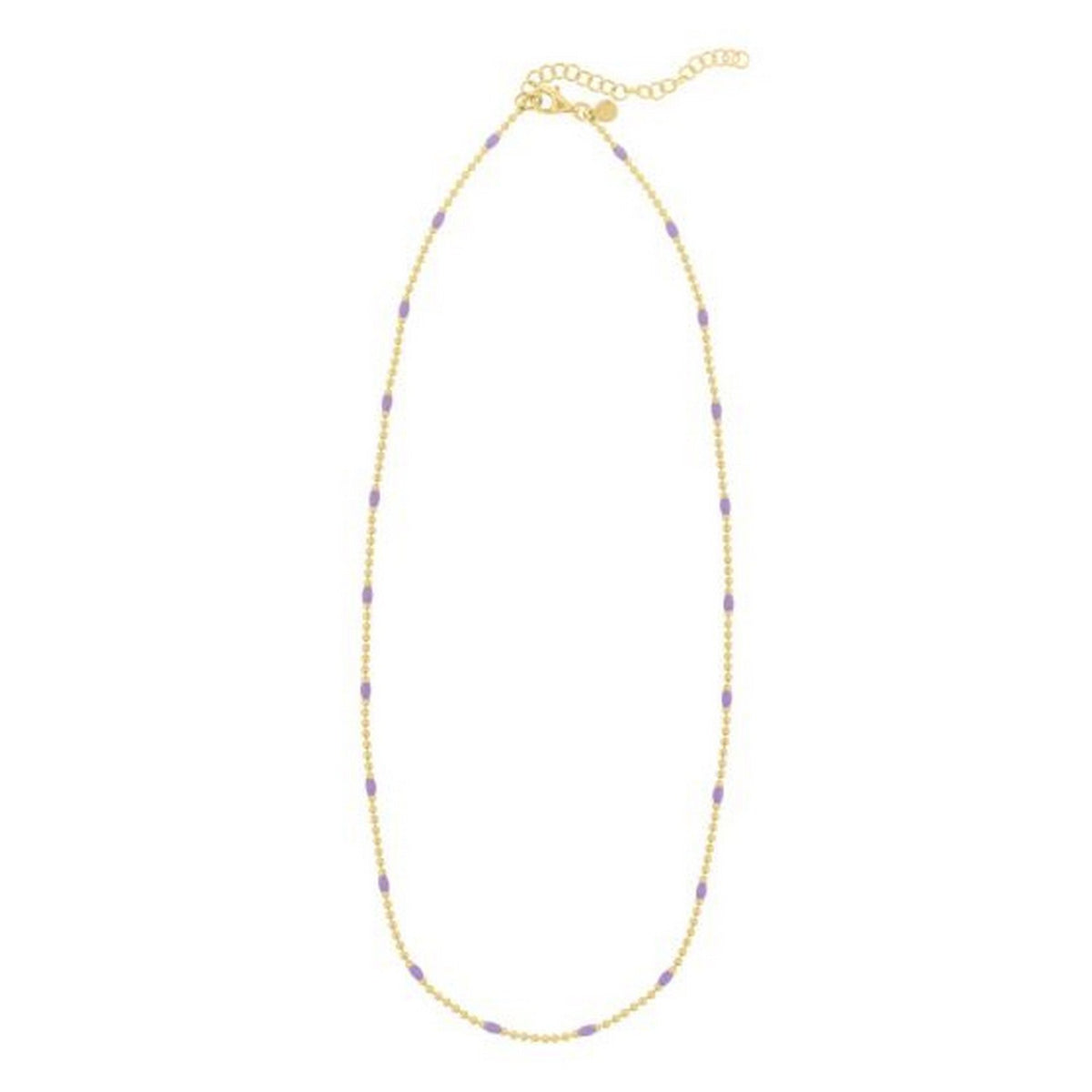 Purple Enamel Beaded Necklace in Gold-Plated Sterling Silver