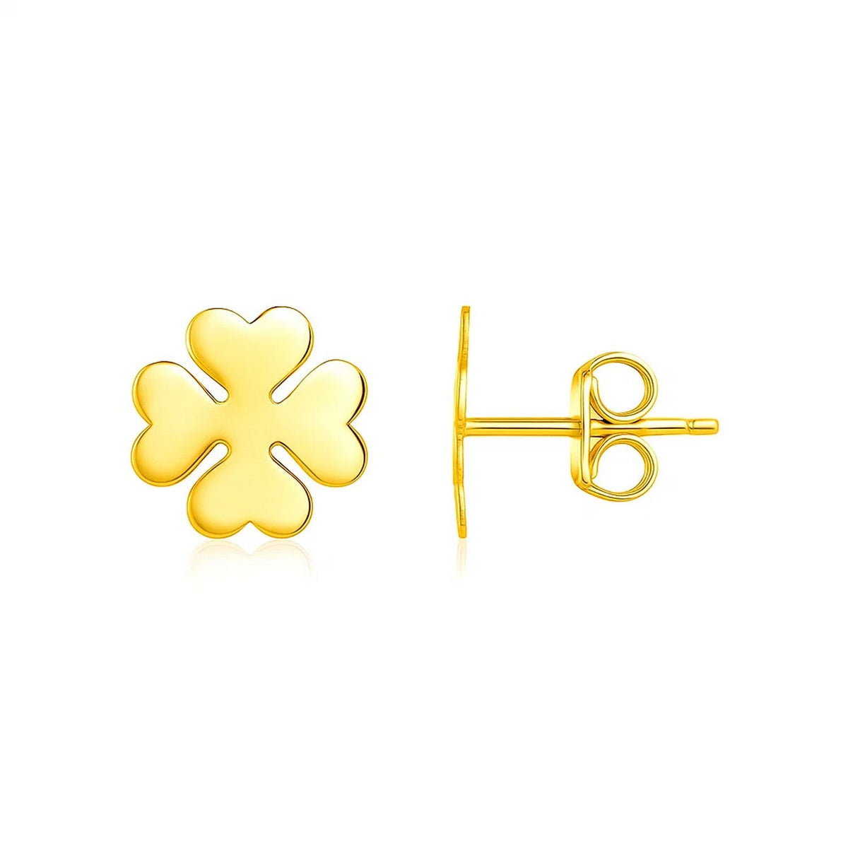 Four-Leaf Clover Stud Earrings in 14K Yellow Gold
