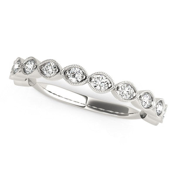 Antique Style Diamond Wedding Band in 14K White Gold (3/8 cttw)