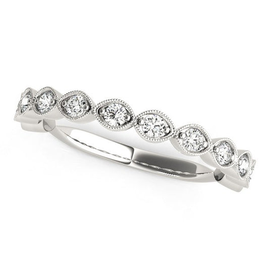 Antique Style Diamond Wedding Band in 14K White Gold (3/8 cttw)