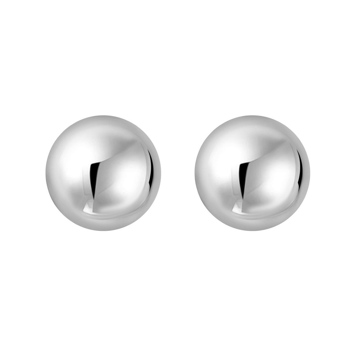 Puffed Button Omega Earrings in Rhodium-Plated Sterling Silver
