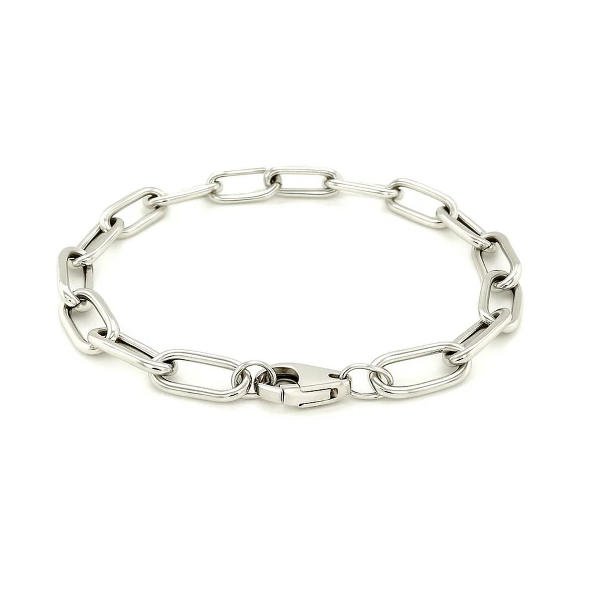 Wide Paperclip Chain Bracelet in Sterling Silver (6.50 mm)