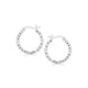 Faceted Design Hoop Earrings in Rhodium-Plated Silver (2x15mm)