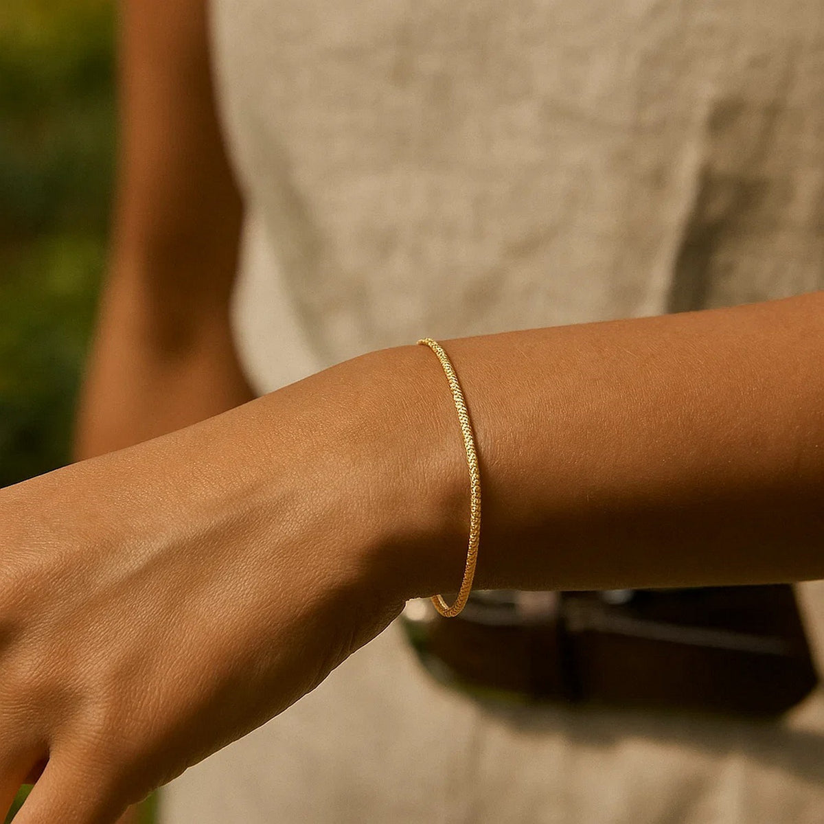 Diamond-Cut Sparkle Chain Bracelet in 14K Yellow Gold, worn
