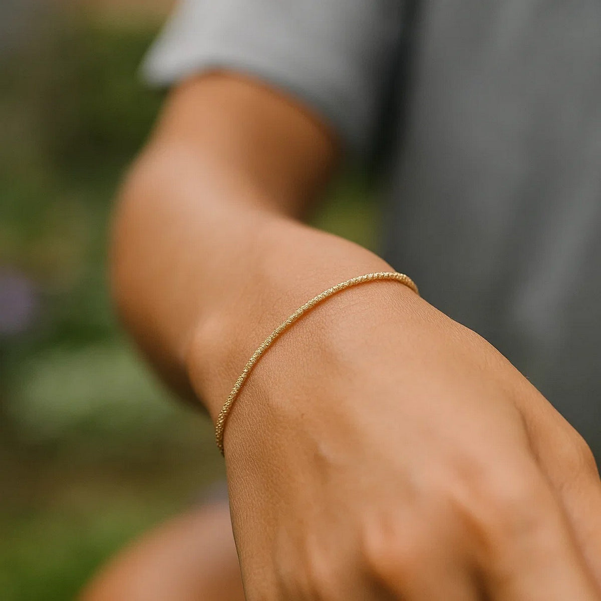 Diamond-Cut Sparkle Chain Bracelet in 14K Yellow Gold, worn