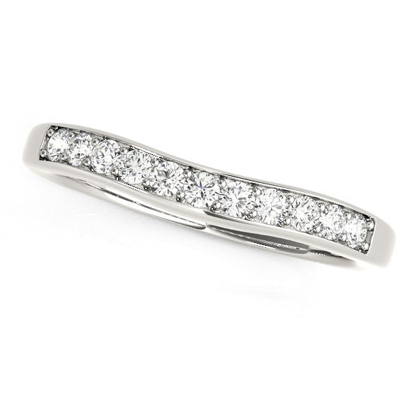 Curved Diamond Wedding Band in 14K White Gold (1/4 cttw)