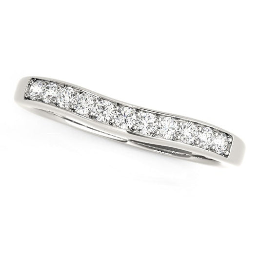Curved Diamond Wedding Band in 14K White Gold (1/4 cttw)